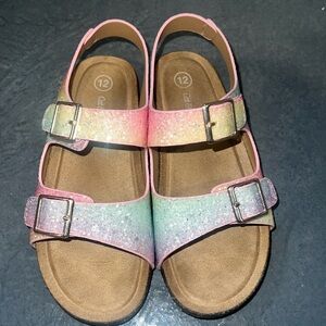 Colorful Sparkly Open Toe Sandals Little Girls size 12